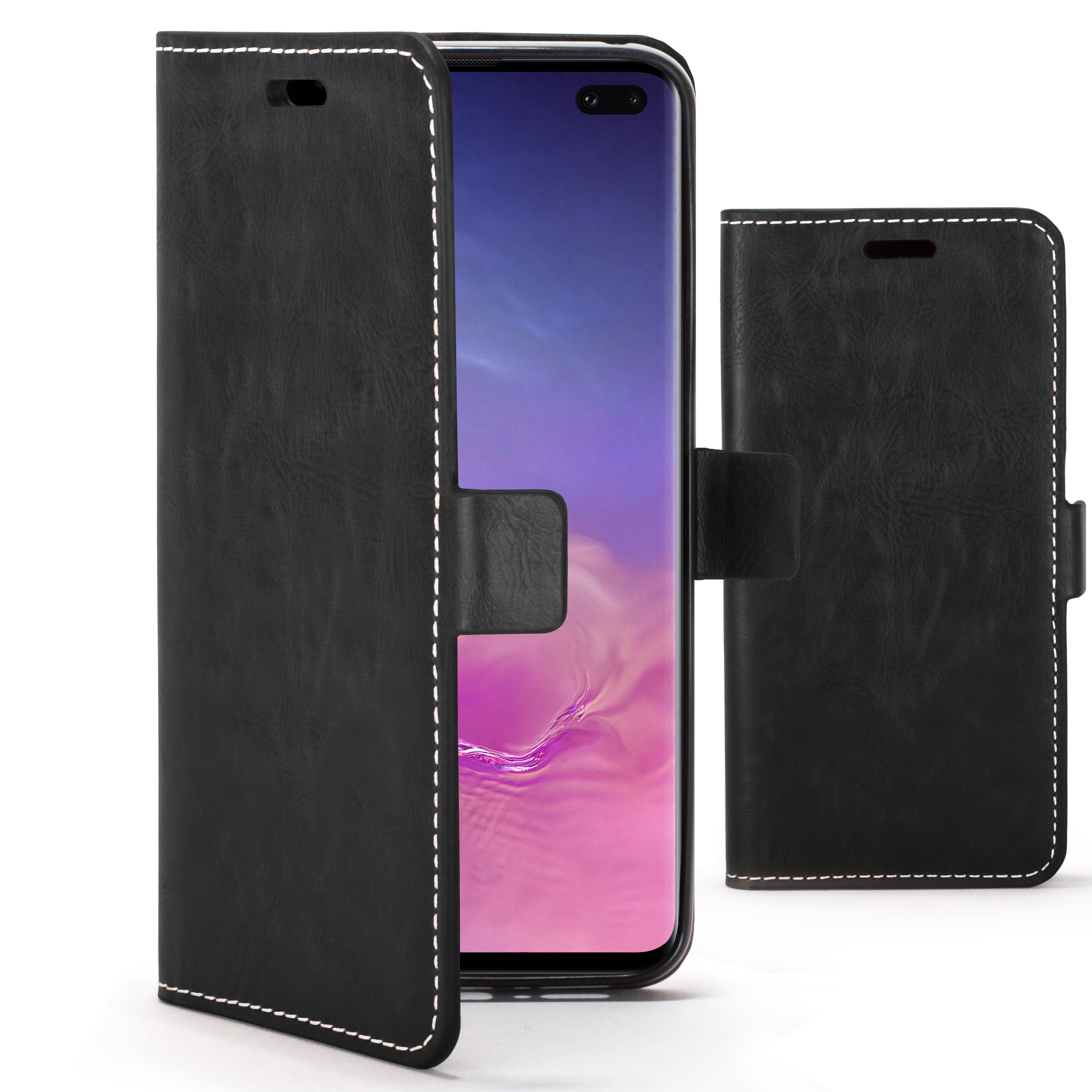 Samsung Galaxy S10 Plus Hülle Handgefertigt PU Leder Premium Cover Etui Schwarz eBay